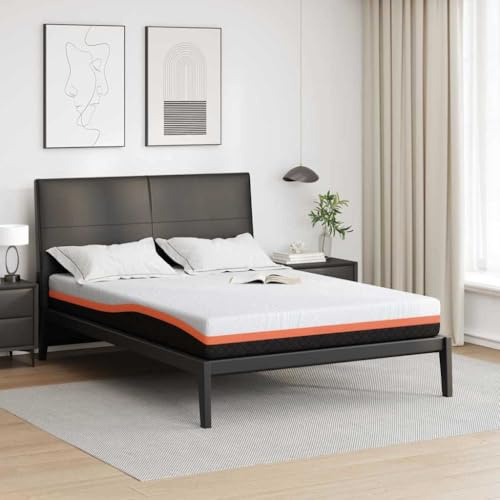vidaXL Gel Foam Mattress 140 x 200 cm, White & Grey, Medium Firm, Jacquard Polyester Fabric, Ideal for Winter and Spring. Modern Design, No Assembly Required. 1 Set, for