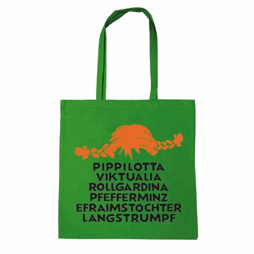 Logoshirt® Pippi Langstrumpf Name Baumwolltasche 38x42 cm | Offiziell lizenzierter Pippi-Langstrumpf-Fanartikel, Pippis rote Zöpfe, bedruckt, lange Henkel, ideal für Alltag und Einkauf