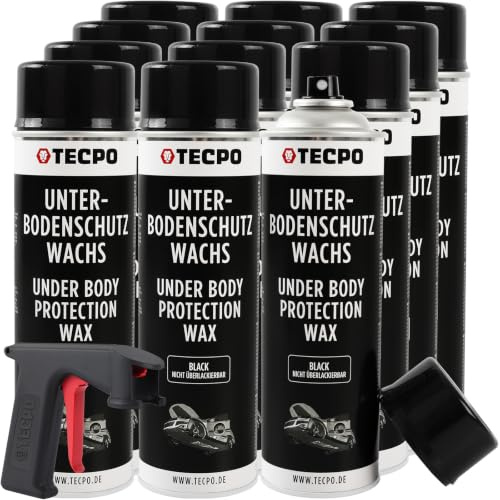 TECPO Wachs Unterbodenschutz Spray, 6X 500ml mit Handgriff Unterbodenschutzwachs Karosserieschutz Wachsunterbodenschutz Steinschlagschutz Wax Schutzwachs Rostschutz
