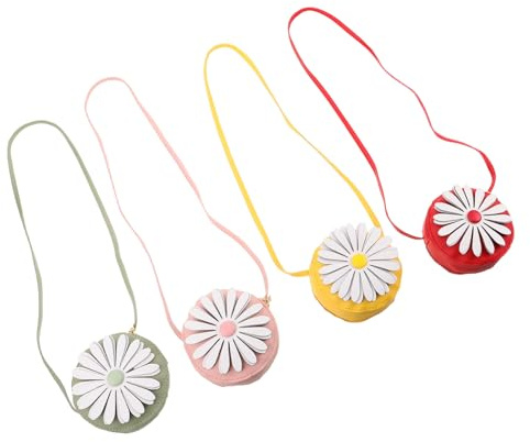 Gatuida 4stücke Mini-umhängetasche für Junge Mädchen mit Gänseblümchen-anhänger Leichter Schultertasche aus Pu-Material Kleine Geldbörse für Mädchen für Ausflüge und Alltag