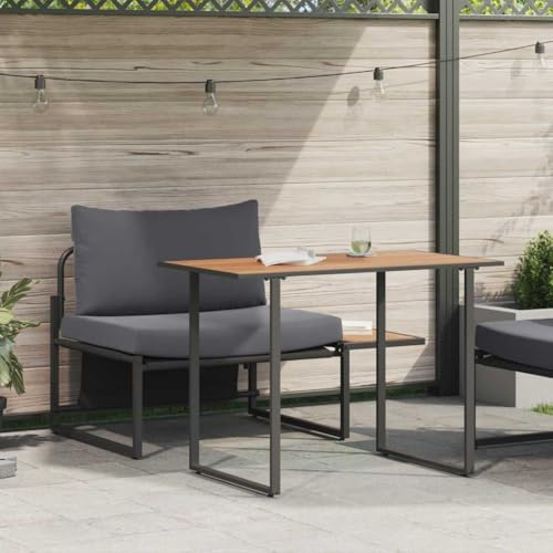 Holamys Garten Essgruppe 2-teilig, Anthrazit Stahl, Balkon Esszimmer Set, wetterfest, für kleine Außenbereiche, modernes Design, 2 Personen