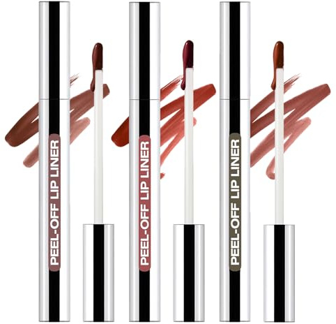 Perfilador Labios,3 Piezas Lip Stain Peel Off,Delineador De Labios Desprendible De Larga DuracióN 24h, Impermeable Y Mate, Alta PigmentacióN, Hidratante Y Voluminizador,Labios Suaves Y Definidos