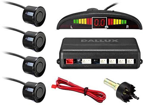 DALLUX LED Display Parking Sensor,Car Reverse Backup Radar System,LED Display+Buzzer Alert+4 Black Color Parking sensors for Universal Auto Vehicle