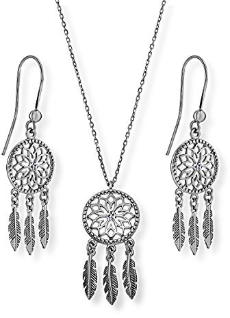 LILLY MARIE Silber Traumfänger Schmuckset Mit Rhodinierten Details Und Kristallakzenten