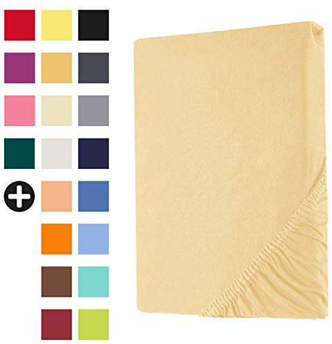 Heim24h Drap-Housse revêtement Matelas en 100% Coton, Beige - 90x200x30 cm