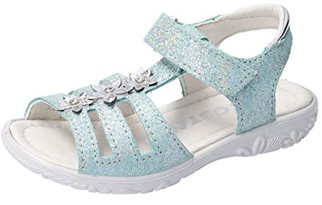 RICOSTA Mädchen Riemchensandalen Cleo, Weite: Mittel (WMS), verspielt detailreich Freizeit leger Sandalette sommerschuh bequem,Jade,27 EU / 9 Child UK