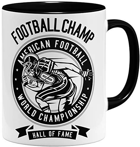 OM3® American Football Tasse | Keramik Becher | 11oz 325ml | Beidseitig Bedruckt | Schwarz