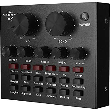 Carte Son ASHATA Live, Carte Son Live Broadcast 112 Types de Prise en Charge du Son électrique pour Ordinateur à Double téléphone Mobile, Carte Son avec Batterie au Lithium intégrée