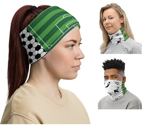 Lucadeau 2er Pack Multifunktionstuch mit Fussball, Fussball-Feld, Sportler. Geschenk für Freunden zum Fussball Abend, Bundesliga, Kopftuch, Schlauchschal, Motorrad Bandana…
