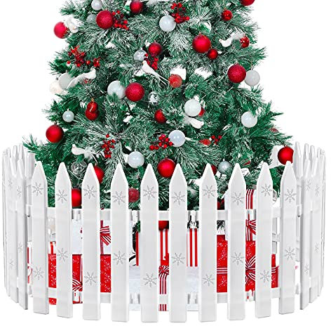 URATOT Dicker Kunststoff-Lattenzaun für Weihnachtsbaum, Mini-Zaun, Dekoration für Weihnachten, Hochzeit, Party, Gartenhaus, 20-teilig, 30 cm, Weiß