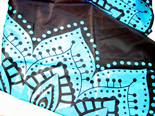 Wandbehang schwarz türkis 147x147cm Indisches Tuch Mandala Wanddeko deko Wand Wandteppich Psychedelic orientalisch Bohemian Boho Stil Style Tagesdecke Dekotuch EINWEG-verpackt (türkis, 1)