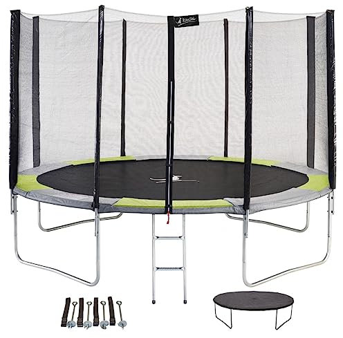 Kangui - Trampoline Rond Ø430cm avec Filet, échelle, bâche et kit d'ancrage - RALLI 430
