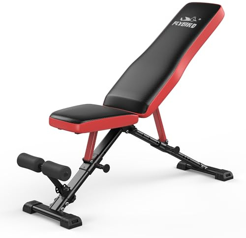 FLYBIRD WB6 Adjustable Weight Bench for Home Gym, 880LBS Utility Workout Bench with 8 Backrests, Foldable Incline Decline Flat Bench for Full Body Fitness Dumbbell Exercise