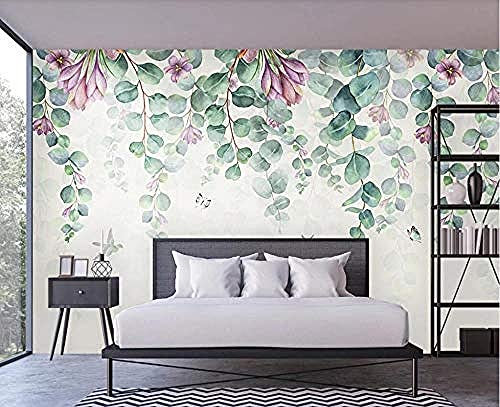 Minimalista Acquerello Fiori Foglie Uccelli Carta Da Parati Verde Per La Camera Da Letto Soggiorno Decorazione Della Paret Carta da parati fotomurali poster murale Soggiorno camera letto-400cm×280cm