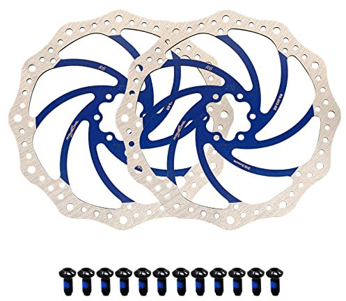 Jane Eyre 2 Stück Fahrrad Bremsscheiben, 140 mm/160 mm/180 mm/203 mm mit 12 Schrauben,für die meisten Fahrräder, Rennräder, Mountainbikes BMX、MTB (Blau 160mm)