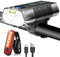 REHKITTZ Luz Bicicleta Súper Luminoso 3300 Lúmenes,Luz Delantera Bicicleta Recargable 5000mAh con Autonomía Ultralarga, con Antiniebla e Pantalla de Potencia, Luces Delantera y Trasera de Bicicleta