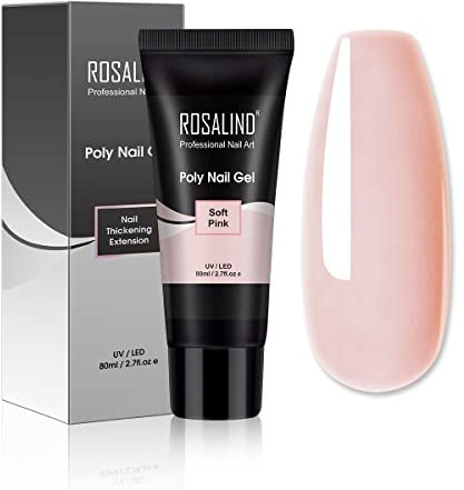 ROSALIND Rosa Ricostruzione Unghie Gel 80ml, Soft Pink Acrygel Poly Nail Extension Gel, Nail Ispessimento Extension Enhancement Builder Acrilico, Nail Art Salon Nail Facile Fai da
