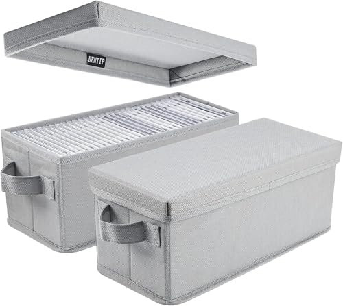 UENTIP CD Storage Box - Pack of 2 - 13.2x5.9x5.3, Holds 165 Discs in Sleeves or 60 CDs in Slim Cases - Grey