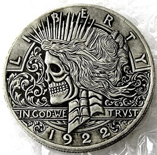 Raro Antiguo Estados Unidos Estados Unidos 1922 Calavera Zombie Liberty Plata Color Un Dólar Antiguo Moneda Restrike