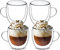 autumndeer Set of 4 Double Walled Glass Mug Set, Drinking Glass Coffee Mugs with Handle, Insulated Layer Coffee Cups, Clear Glass Mugs for Latte, Cappuccinos, Tea, Juice, Hot/Cold Drinks (250ml)
