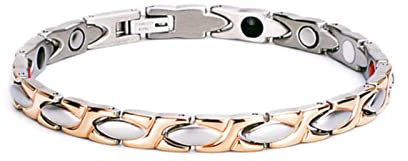 KhuWan Western Jewelry Unendlichkeitskette Negativ-Ionen-Anti-Ermüdungs-Magnet-Germanium-Stein-Titan-Stahl-medizinisches Gliederarmband