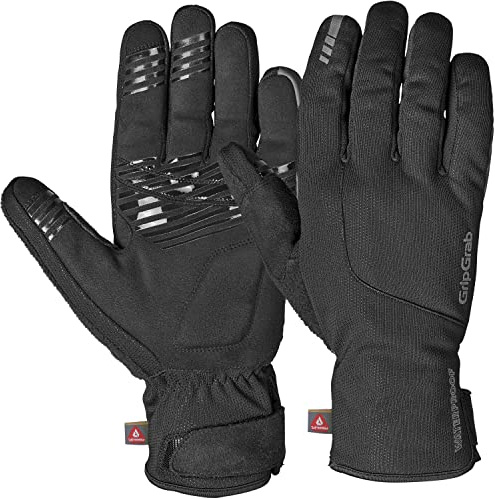 GripGrab Polaris 2 wasserdichte Winter Fahrradhandschuhe mit Primaloft | Dreilagige Membran, winddicht & atmungsaktiv - gepolsterte Synthetik-Wildleder-Handfläche - Klettverschluss - Reflektoren