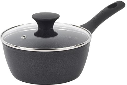 Salter BW09323 Megastone Noir 18cm Forged Aluminium Saucepan, Non-Stick, Suitable for All Hob Types Including Induction, Dishwasher & Metal Utensil Safe, PFOA Free,