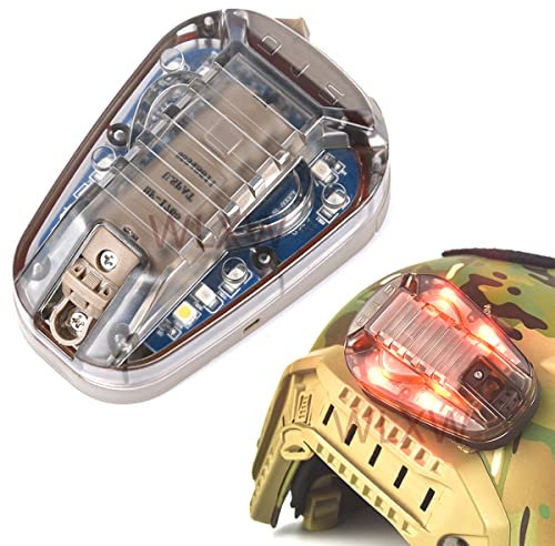 Signal Lumineux De Casque Tactique Lumière D'identification Militaire Avec LED + IR/Stroboscopique Militaire IFF Casque Lumière Lampe De Poche Signal De Survie Pour Les Sports De Plein Air,Tan blue