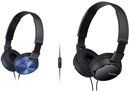 Sony MDR-ZX310 - Cuffie on-ear, Blu & MDR-ZX110AP - Cuffie on-ear con microfono, Nero