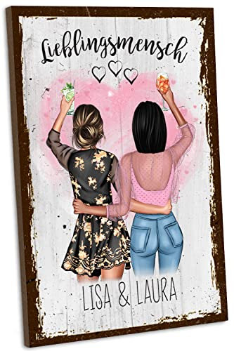 schilderkreis24 - Personalisiertes Holzschild mit anpassbarem Design für die beste Freundin - Einzigartige Geschenkidee für besondere Anlässe, Wand- oder Tischdeko