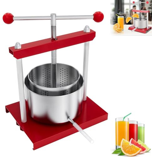 LARS360 3L Obstpresse Manuell Weinpresse Fruchtpresse Apfelpresse Edelstahl Saftpresse Manuell Beerenpresse, Pressung für Trauben, Obst, Gemüse