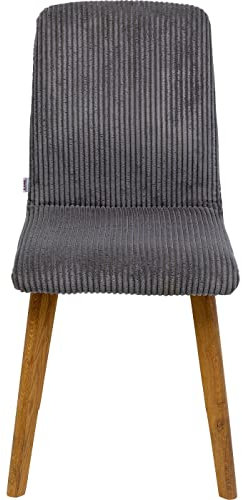 Kare Design Stuhl Lara Cord, Grau, Esszimmerstuhl, mit Cordbezug, mit Beinen aus massivem Eichenholz, 92x44x45cm (H/B/T)