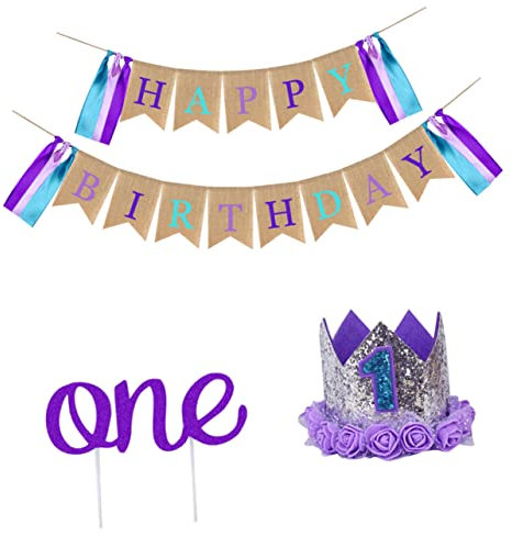 Abaodam 1 Satz Glitzer-geburtstags-topper Geburtstagsbanner Sackleinen Zahlen-cupcake-topper Geburtstagsmütze Stirnband Kuchendeckel Geburtstagshut Anzahl Kind Alles Zum Geburtstag