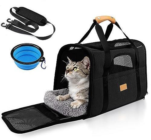 SOKANA Foldable Cat Carrier - Large Pet Carrier Bag - Cat Travel Carrier with Shoulder Strap and Top Opening Cat Carrier Bag | Cat Box Carrier - 45cm x 34cm x 38cm