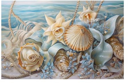 SHYAMIC Poster Strand und Meer Natur, Abstrakte Boho-Muschelblumen Wandposter Kunstdruck Wandbild Wandbilder Wand Bild auf Poster Wohnzimmer Schlafzimmer Küche - 50x70cm Ungerahmt