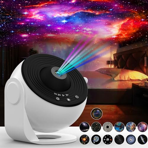 Galaxy Projector,13 in 1 HD Planetarium Star Projector for Bedroom,Ceiling Night Light with Adjustable Knob,360° Rotating and Timer,LED Space Galaxy Lamp for Kids,Adults,Gifts,Room Decor