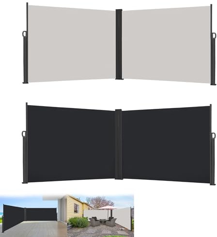 YRHome Seitenmarkise Wandmarkise Extensible 180 x 600 Cm : Protection Visuelle, Solaire, Vent pour Jardin/Balcon, Rouleau Latéral, Tissu De Markise Gris