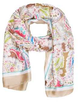 QUEEN HELENA Leichter eleganter Schal Schal lässig bunt mit Muster Damen SC13, SC13-1 Beige, Einheitsgröße