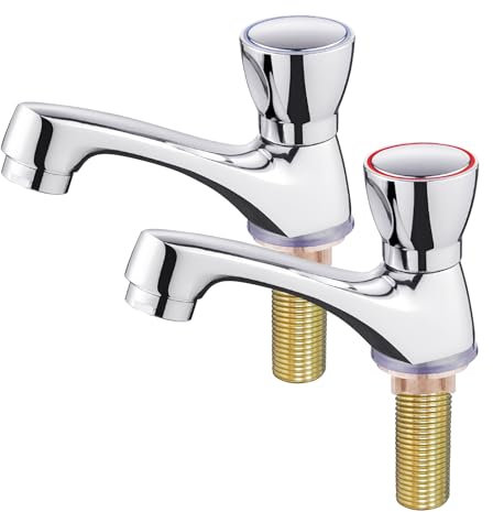 Bifordo Grifo para lavabo, grifo de baño de metal fácil de instalar, 1 par de grifos de club, grifo mezclador cromado para lavabo de baño, 2 unidades
