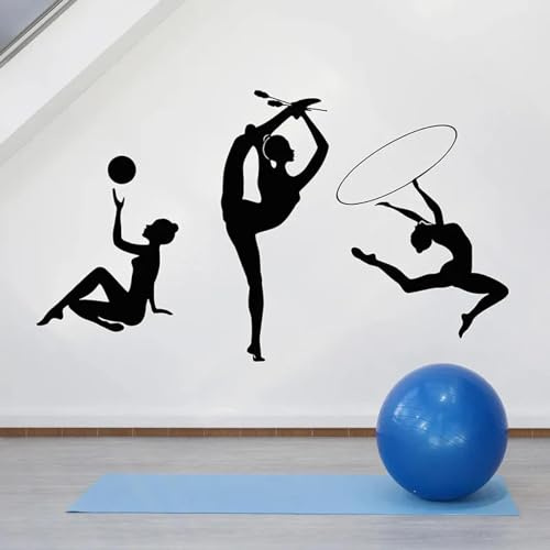SHELOG Turnerin Silhouette Wandtattoo Sport Mädchen Sportverein Rhythmische Gymnastik Zimmer Inneneinrichtung Vinyl Fensteraufkleber Wandbild