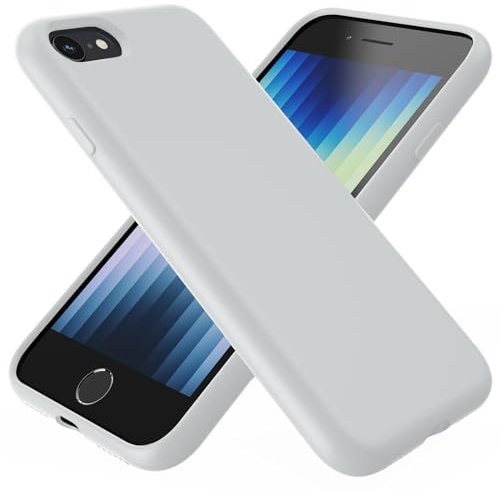 TAXXOE Liquid Silicone Case Compatible with iPhone SE 2020/2022, iPhone 8/7, 4.7 Inch, Soft-Touch, Shockproof, DustProof, Antiskid Full Body Phone Cover for iPhone SE - White