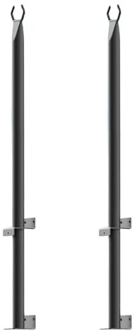 Nuyhadds 2Pcs Black Minimalist String Light Pole - 4FT Outdoor Patio Light with Clamps & Suspended Base, Standalone Light Post, Deck Bistro