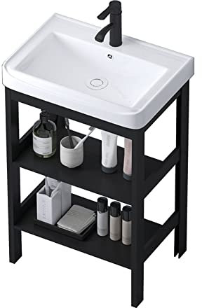 Fregadero De Cocina Cerámica Blanca,Fregaderos de Doméstico Cerámica,Fregadero de Servicios Públicos al Aire Libre Independiente con Grifo,para Lavar a Mano,Interior Exterior Restaurante Granja Baño(S