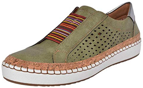 Modische Damen-Espadrilles-Schuhe mit Aussparungen, lässig, rund, lässig, bunt, orthopädische Schuhe, Damen, Joggen, bequem, Arbeit, Outdoor, grün, 37 1/3 EU