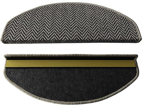 KARAT Stufenmatte in Sisaloptik - Selbstklebender Treppenschutz, Treppenteppich für Treppenstufen, Treppenauflage, Treppenmatte (Beige, Halbrund)