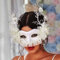 Flayem Masquerade Maske Damen Weiße Pailletten Blumen Funkeln Mardi Gras