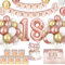 Deko 18. Geburtstag Mädchen, Rose Gold 18 Geburtstagsdeko Luftballons, 8 Windlicht Tischdeko 18. Geburtstag, Happy Birthday Banner Servietten Tortendeko 18th Geburtstag Mädchen