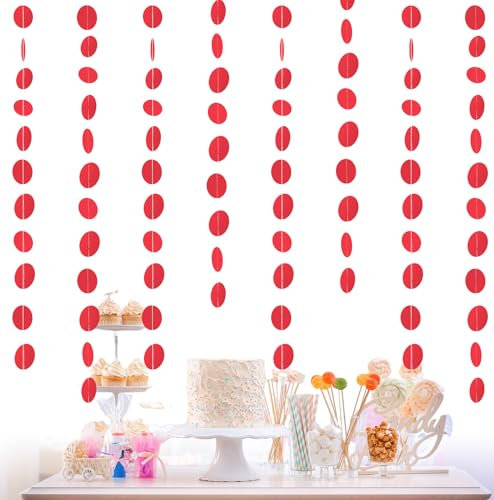 MIAHART Bunte Glitzer-Girlande, 15,2 m, 4 Stück, Dekorationen, Party-Girlande, hängende Banner für Geburtstag, Babyparty, Hochzeit, Weihnachten, Party-Dekoration (rot)