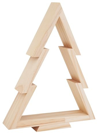 VBS Holz-Weihnachtsbaum aus Kiefernholz, H 32,5 x L 24,5 cm, Naturdeko für Weihnachten, DIY Bastelbaum