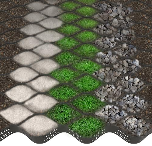 Evaskado Kiesbodengitter Geogitter Geo-Grid (3,5m x 3,2m x 5cm) x 4Stk. | 44,8 m² | Bodengitter für Garten, Landschaftsbau, Parkplätze | Stabilisierungsgitter | Bodenverstärkung | Kiesgitter